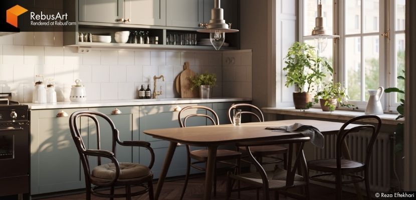 Reza Eftekhari, 'Scandinavian Kitchen' Architectural visualization