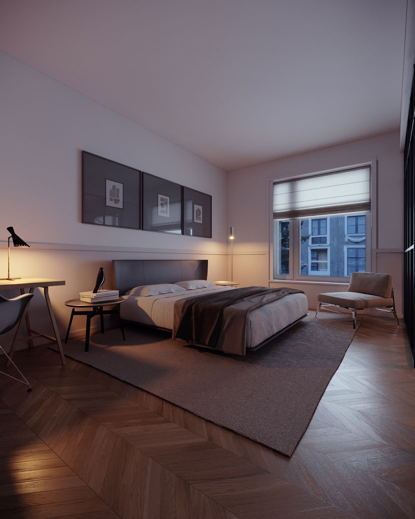 RebusFarm Making-of with Arnaldo Morales Full shot of the bedroom at night time