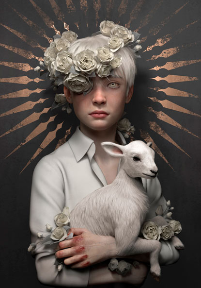 innocence - claudia luehl innocence - girl holding lamb