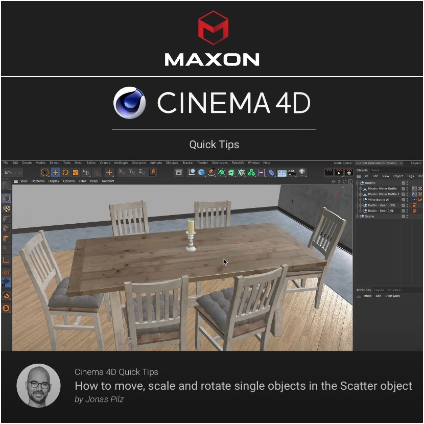 Cinema 4D - Move, scale and rotate single objects in the Scatter object Cinema 4D - Move, scale and rotate single objects in the Scatter object