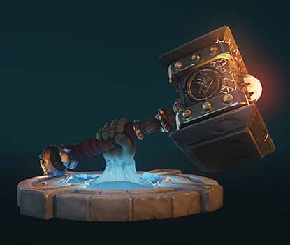 Doomhammer 3D hand holding a hammer
