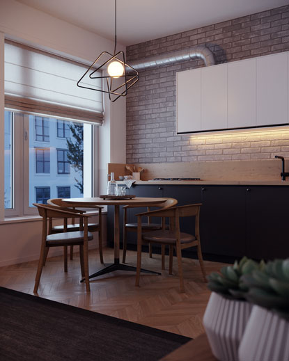 RebusFarm Making-of with Arnaldo Morales Apartment kitchen at night time