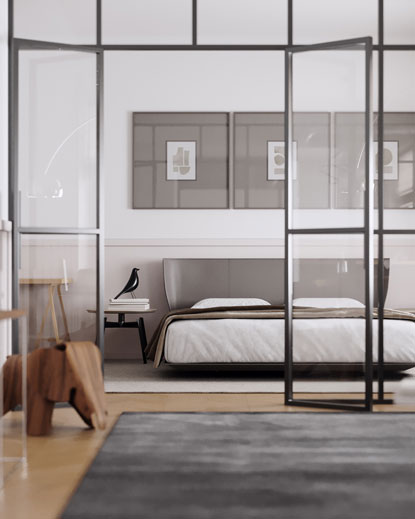 RebusFarm Making-of with Arnaldo Morales Glassdoor to the bedroom at day time