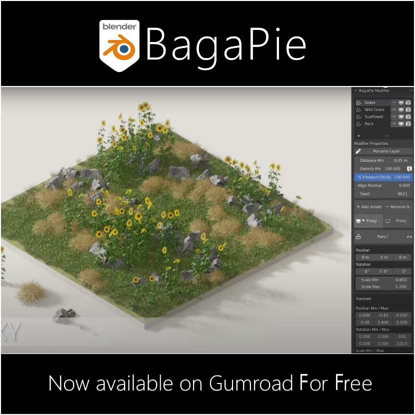 BagaPie V6 - A free scattering tool for Blender BagaPie V6 - A free scattering tool for Blender