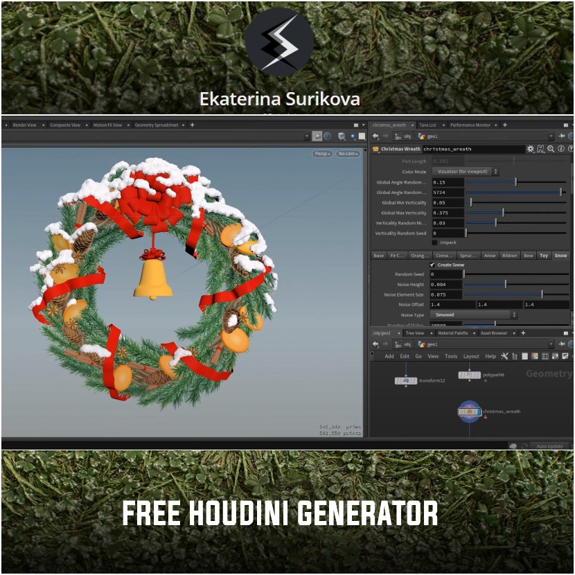 Houdini - Christmas wreath - Free generator Houdini - Christmas wreath - Free generator