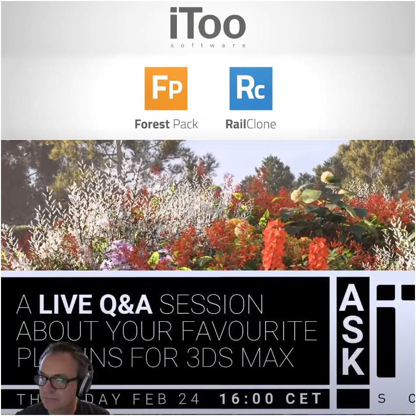 IToosoft - Forest Pack and RailClone Q&A live stream IToosoft - Forest Pack and RailClone Q&A live stream